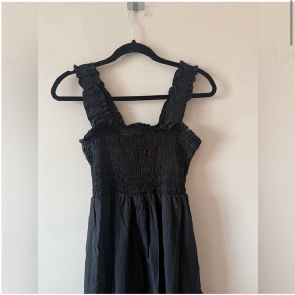 Anthropologie Black Tiered Midi Dress Large - Picture 3 of 6